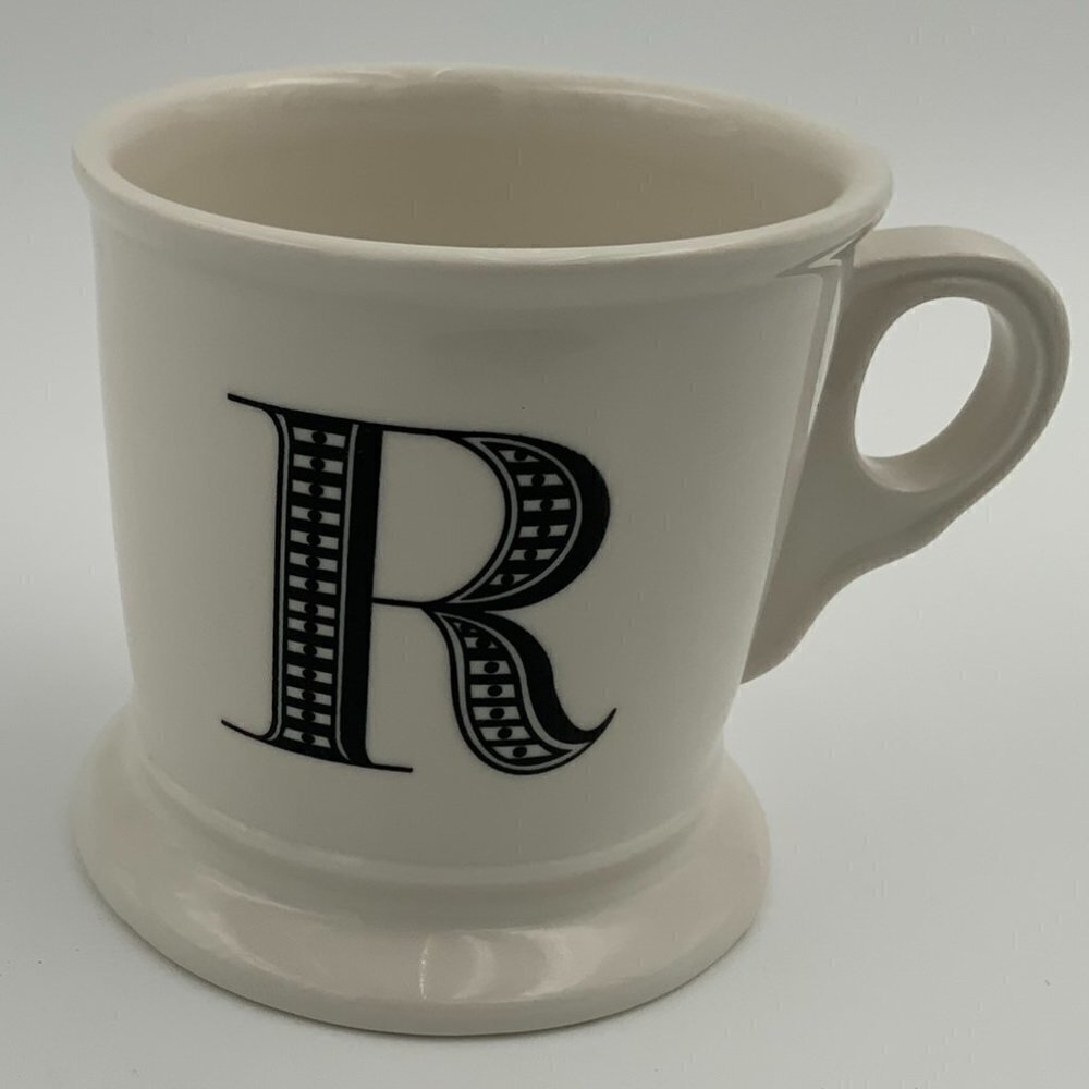 Anthropologie Monogram Letter " R " Ceramic Coffee Teacup Mug Personalized
